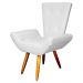 Poltrona Decorativa Emília Barca Pés Palito Suede Branco - DS Estofados