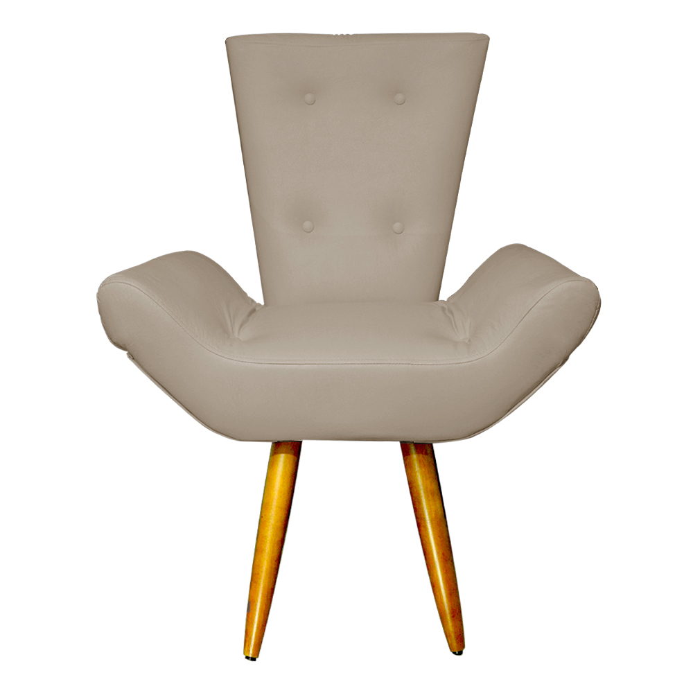 Poltrona Decorativa Emília Barca Pés Palito Suede Capuccino - DS Estofados