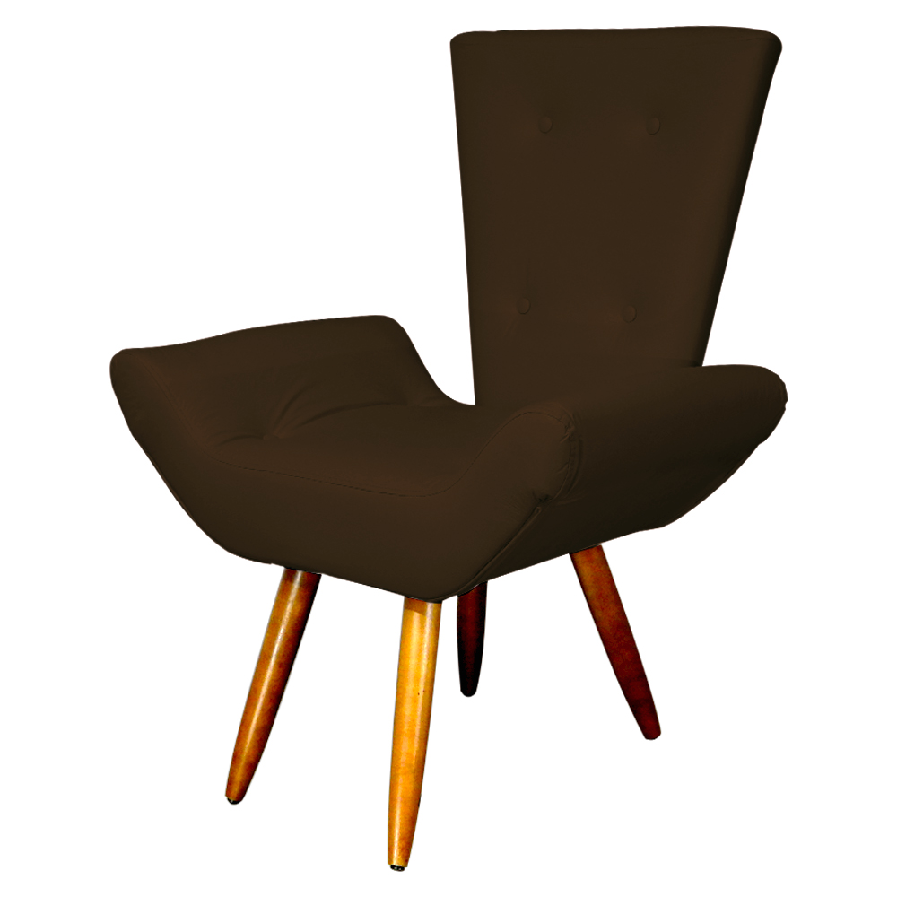 Poltrona Decorativa Emília Barca Pés Palito Suede Marrom - DS Estofados