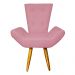 Poltrona Decorativa Emília Barca Pés Palito Suede Rosa - DS Estofados