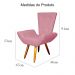 Poltrona Decorativa Emília Barca Pés Palito Suede Rosa - DS Estofados