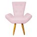 Poltrona Decorativa Emília Barca Pés Palito Suede Rosa Bebê - DS Estofados