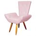 Poltrona Decorativa Emília Barca Pés Palito Suede Rosa Bebê - DS Estofados