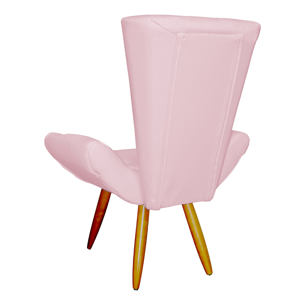 Poltrona Decorativa Emília Barca Pés Palito Suede Rosa Bebê - DS Estofados