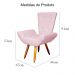 Poltrona Decorativa Emília Barca Pés Palito Suede Rosa Bebê - DS Estofados