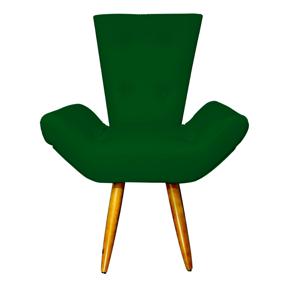Poltrona Decorativa Emília Barca Pés Palito Suede Verde - DS Estofados