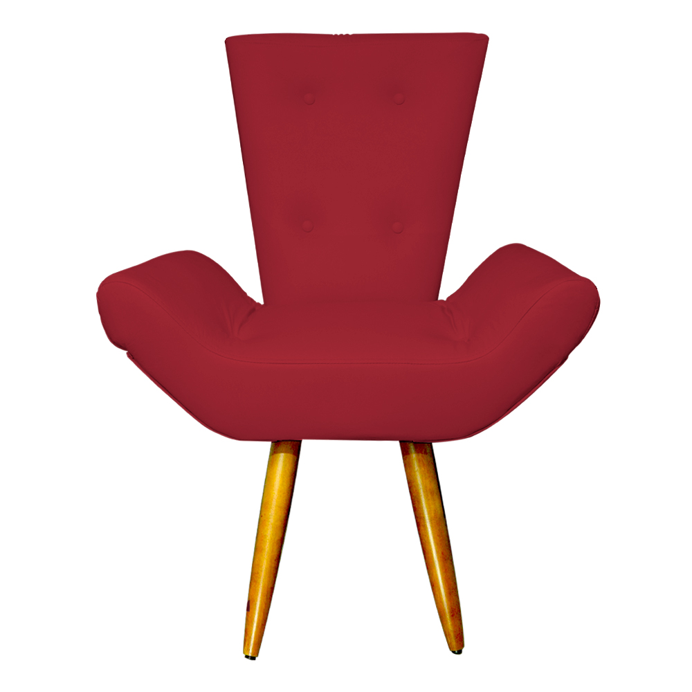 Poltrona Decorativa Emília Barca Pés Palito Suede Vermelho - DS Estofados