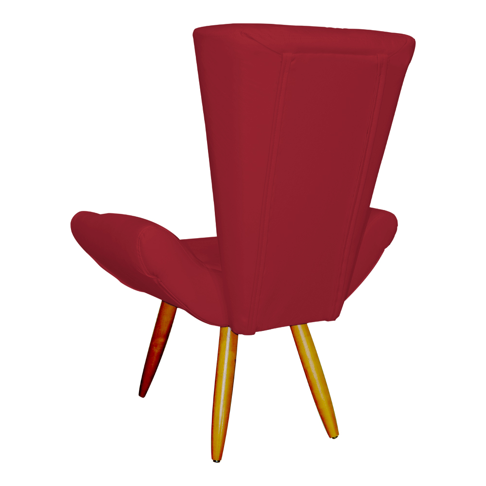 Poltrona Decorativa Emília Barca Pés Palito Suede Vermelho - DS Estofados