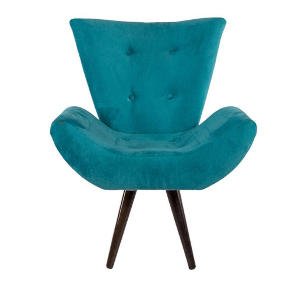 Poltrona Decorativa Emília Pés Tabaco Suede Azul Turquesa - DS Móveis