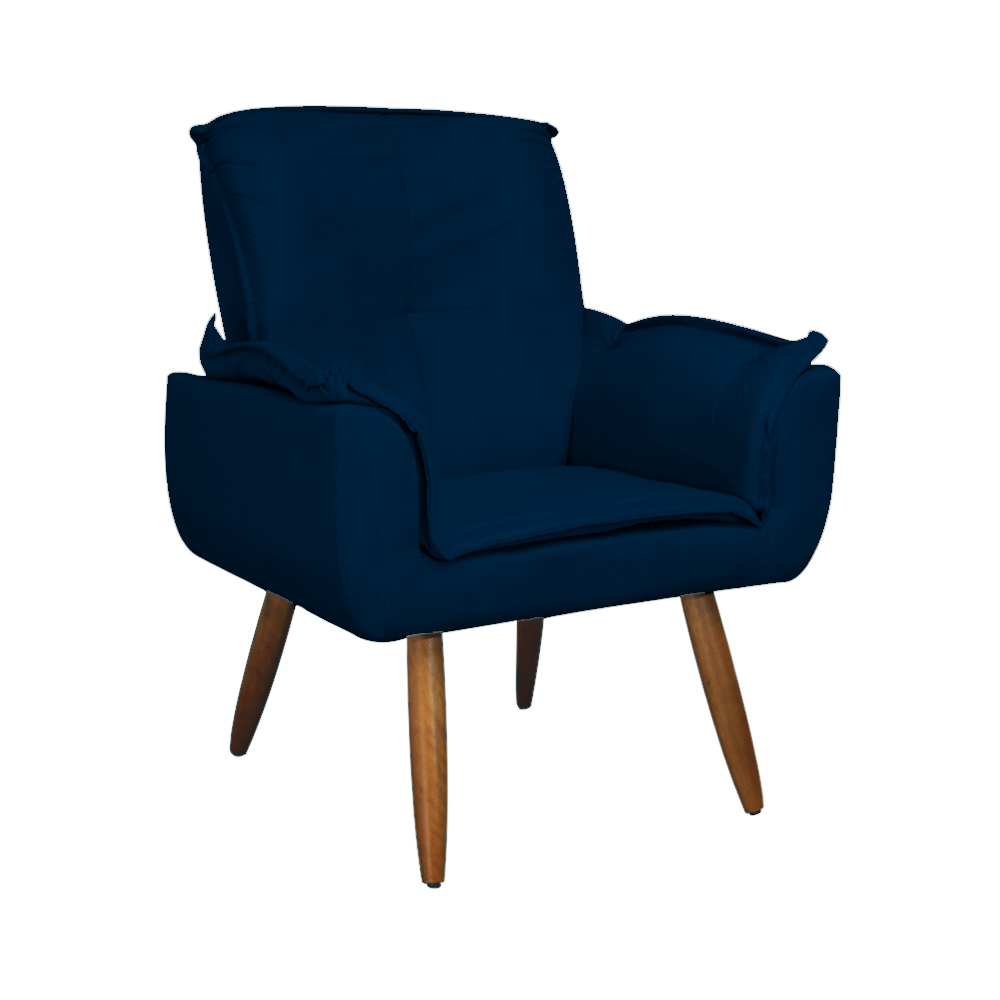 Poltrona Decorativa Emília Plus Suede Azul Marinho - Ds Móveis