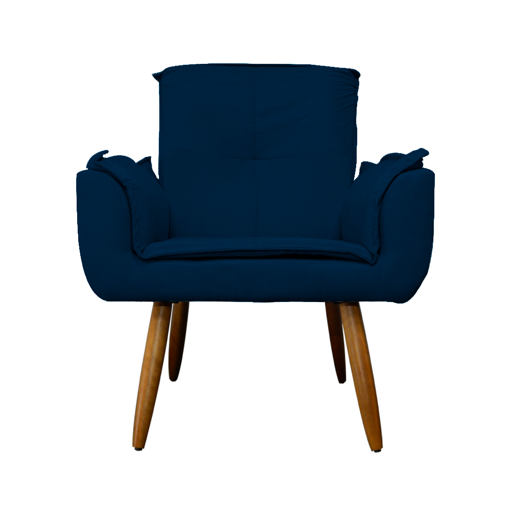 Poltrona Decorativa Emília Plus Suede Azul Marinho - Ds Móveis