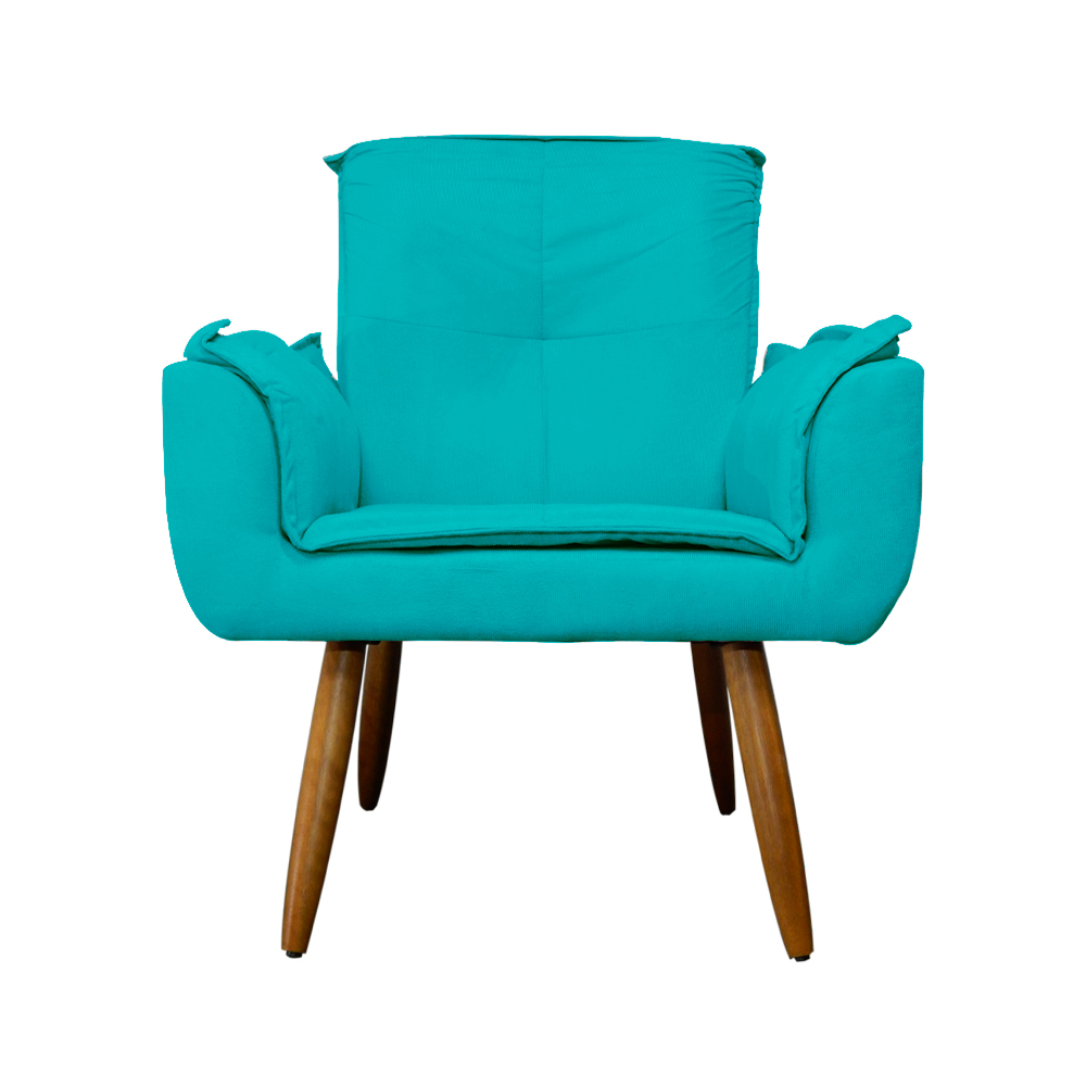 Poltrona Decorativa Emília Plus Suede Azul Turquesa - Ds Móveis