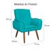 Poltrona Decorativa Emília Plus Suede Azul Turquesa - Ds Móveis