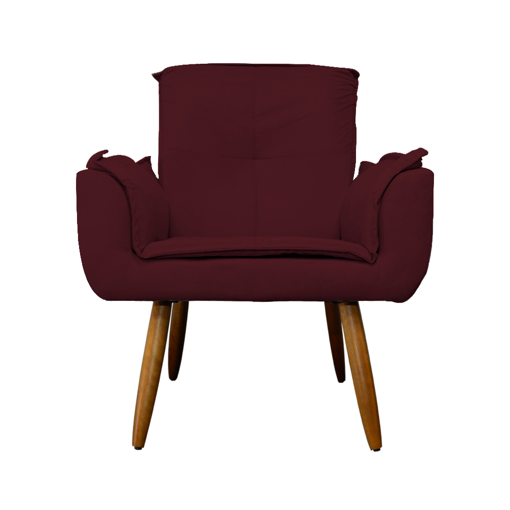 Poltrona Decorativa Emília Plus Suede Bordô - Ds Móveis