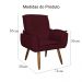 Poltrona Decorativa Emília Plus Suede Bordô - Ds Móveis