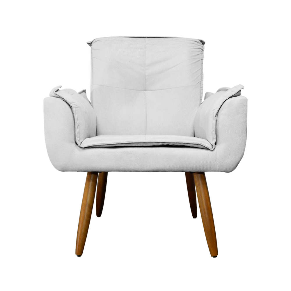 Poltrona Decorativa Emília Plus Suede Branco - Ds Móveis