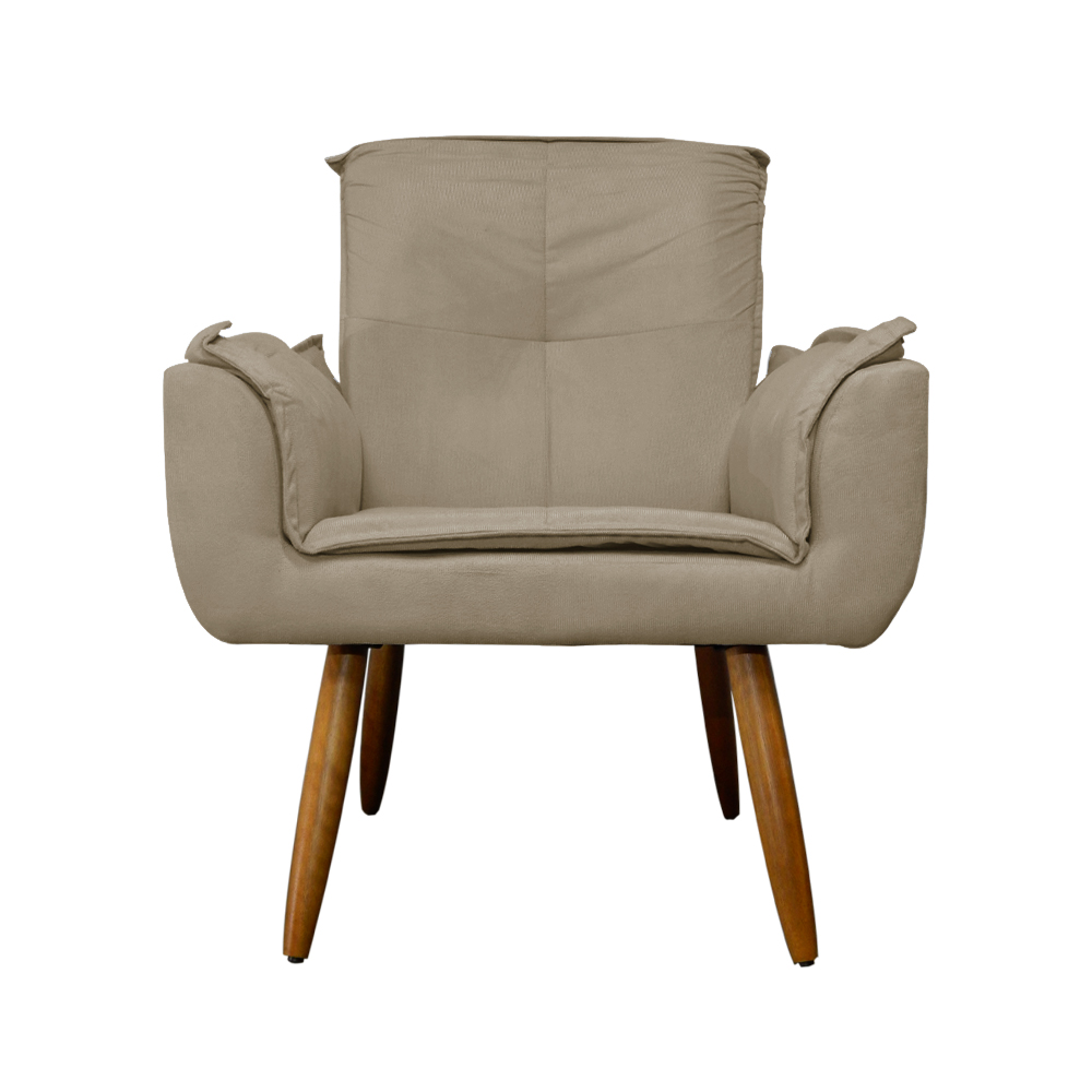 Poltrona Decorativa Emília Plus Suede Capuccino - Ds Móveis