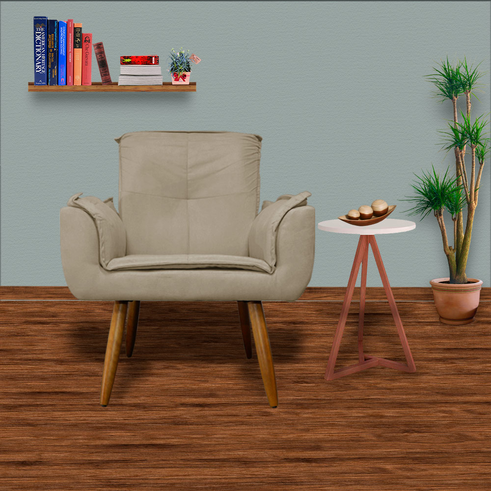 Poltrona Decorativa Emília Plus Suede Capuccino - Ds Móveis