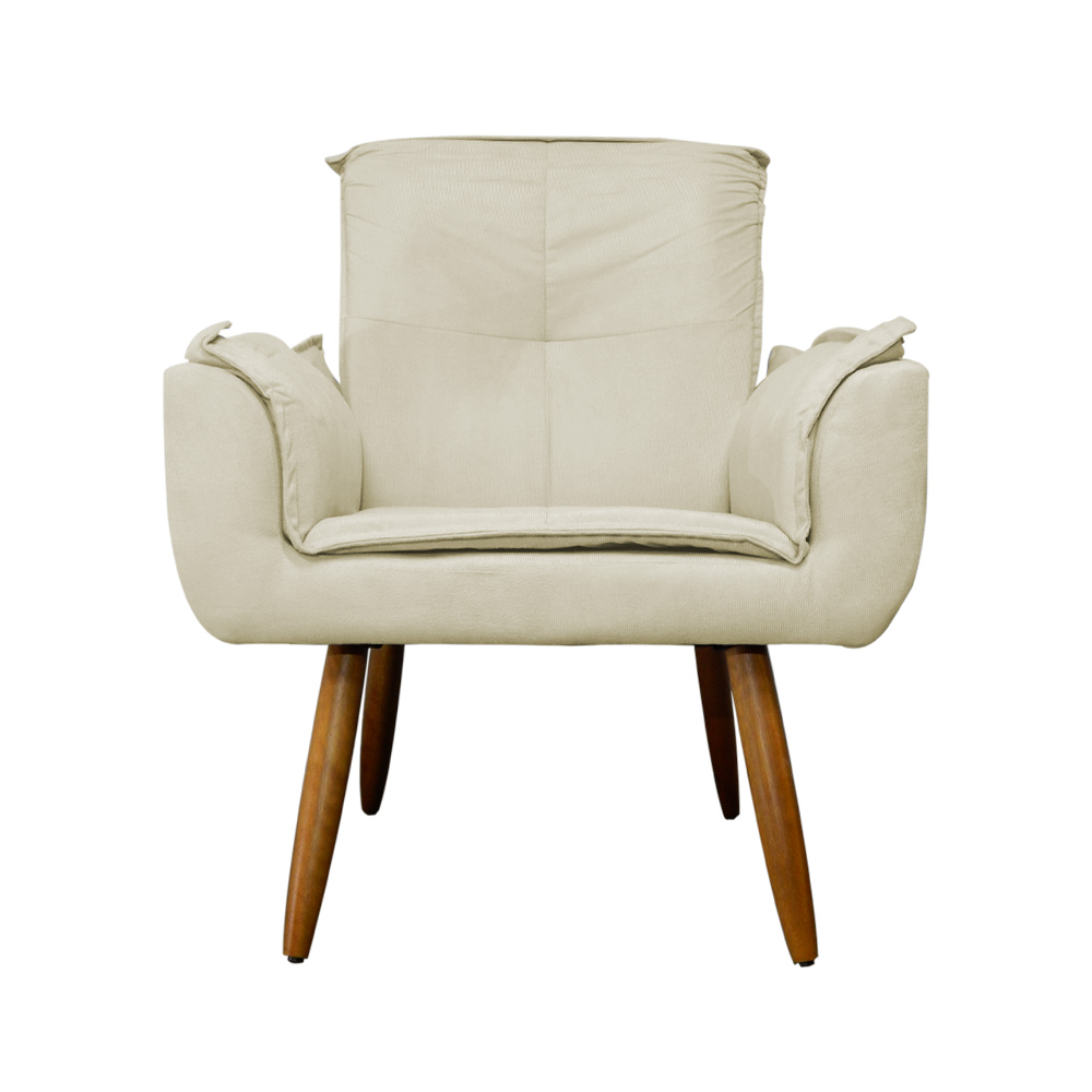 Poltrona Decorativa Emília Plus Suede Marfim - Ds Móveis