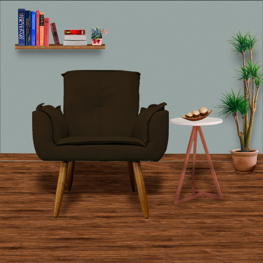Poltrona Decorativa Emília Plus Suede Marrom - Ds Móveis