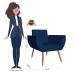 Poltrona Decorativa Flora Pés Palito Suede Azul Marinho - DS Estofados
