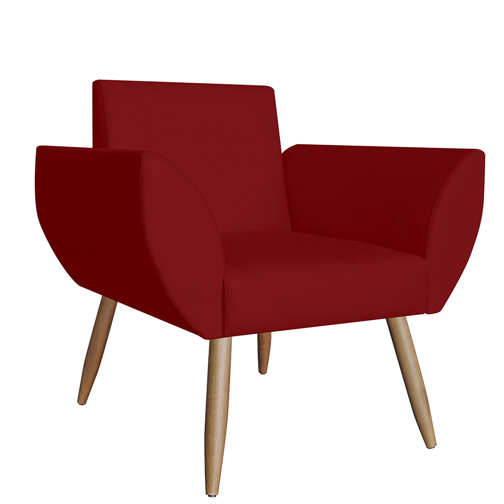 Poltrona Decorativa Flora Pés Palito Suede Bordô - DS Estofados
