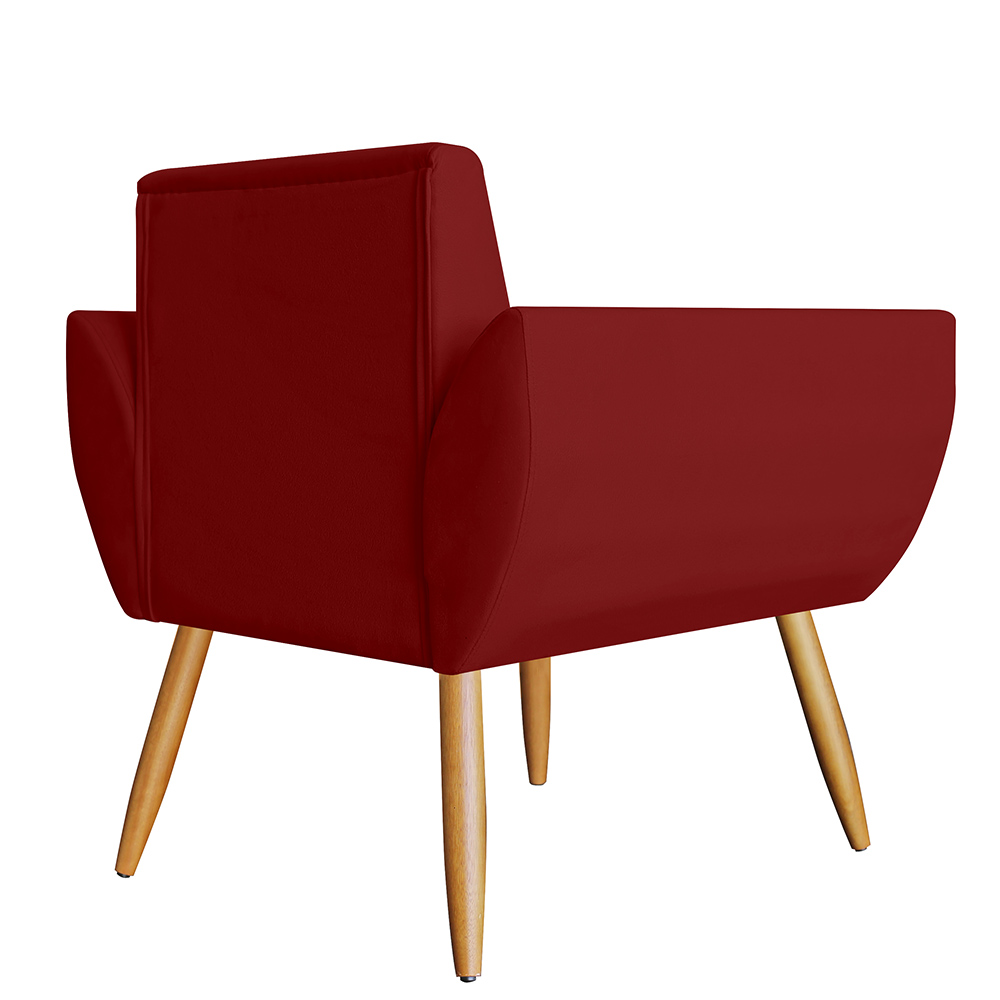 Poltrona Decorativa Flora Pés Palito Suede Bordô - DS Estofados