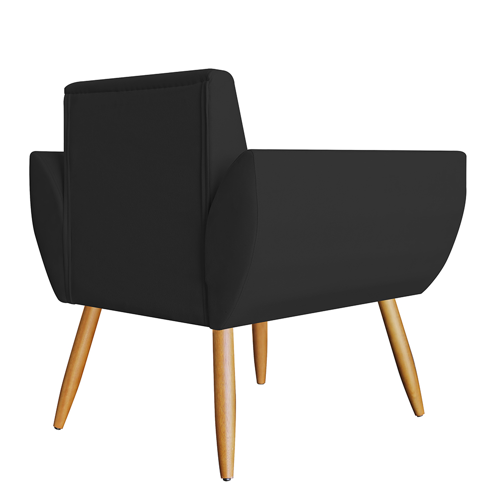 Poltrona Decorativa Flora Pés Palito Suede Preto - DS Estofados