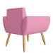 Poltrona Decorativa Flora Pés Palito Suede Rosa - DS Estofados