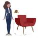Poltrona Decorativa Flora Pés Palito Suede Vermelho  - DS Estofados