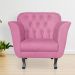 Poltrona Decorativa Helena Pés Luis XV Suede Rosa - DS Estofados