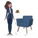 Poltrona Decorativa Isa em Tressê Suede Azul Marinho - DS Estofados