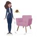 Poltrona Decorativa Isa em Tressê Suede Rosa - DS Estofados