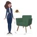 Poltrona Decorativa Isa em Tressê Suede Verde - DS Estofados