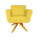 Poltrona Decorativa Isabela em Tressê Pés Madeira Giratório Suede Amarelo - DS Estofados