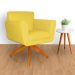 Poltrona Decorativa Isabela em Tressê Pés Madeira Giratório Suede Amarelo - DS Estofados