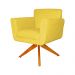 Poltrona Decorativa Isabela em Tressê Pés Madeira Giratório Suede Amarelo - DS Estofados