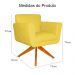 Poltrona Decorativa Isabela em Tressê Pés Madeira Giratório Suede Amarelo - DS Estofados