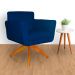 Poltrona Decorativa Isabela em Tressê Pés Madeira Giratório Suede Azul Marinho - DS Estofados