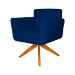 Poltrona Decorativa Isabela em Tressê Pés Madeira Giratório Suede Azul Marinho - DS Estofados