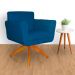 Poltrona Decorativa Isabela em Tressê Pés Madeira Giratório Suede Azul Royal - DS Estofados
