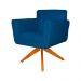 Poltrona Decorativa Isabela em Tressê Pés Madeira Giratório Suede Azul Royal - DS Estofados