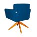 Poltrona Decorativa Isabela em Tressê Pés Madeira Giratório Suede Azul Royal - DS Estofados