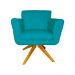 Poltrona Decorativa Isabela em Tressê Pés Madeira Giratório Suede Azul Turquesa - DS Estofados
