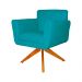 Poltrona Decorativa Isabela em Tressê Pés Madeira Giratório Suede Azul Turquesa - DS Estofados