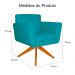 Poltrona Decorativa Isabela em Tressê Pés Madeira Giratório Suede Azul Turquesa - DS Estofados