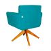 Poltrona Decorativa Isabela em Tressê Pés Madeira Giratório Suede Azul Turquesa - DS Estofados