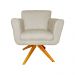 Poltrona Decorativa Isabela em Tressê Pés Madeira Giratório Suede Bege - DS Estofados