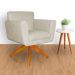Poltrona Decorativa Isabela em Tressê Pés Madeira Giratório Suede Bege - DS Estofados