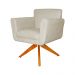Poltrona Decorativa Isabela em Tressê Pés Madeira Giratório Suede Bege - DS Estofados